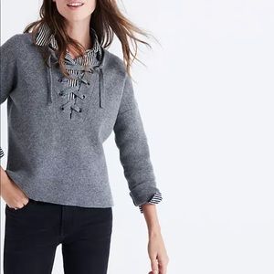 NWOT Madewell Lace-Up Pullover Wool Sweater size S